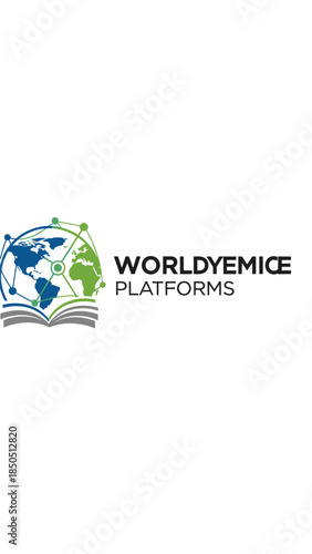 Worldyemice Platforms Logo with Globe Book.