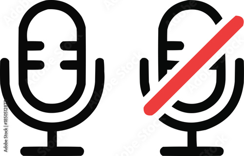 Microphone Icon Set Active and Muted Symbols

