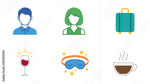 Icon Set Travel Leisure and Hospitality Elements for Business and Personal Use