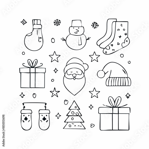 Warm winter icons with hot cocoa, mittens, and candles. Ideal for cozy cafe menus, winter sale flyers, and social media posts promoting holiday comfort and hygge vibes.