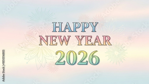 Happy new year 2026 celebration with colorful fireworks and vibrant background