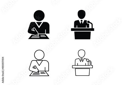 Professional presentations icon set\Solid icons vector collection - Vector icon set - Line and glyph solid icon set - Icon vector - Flat Design Icon - Blue icon set 