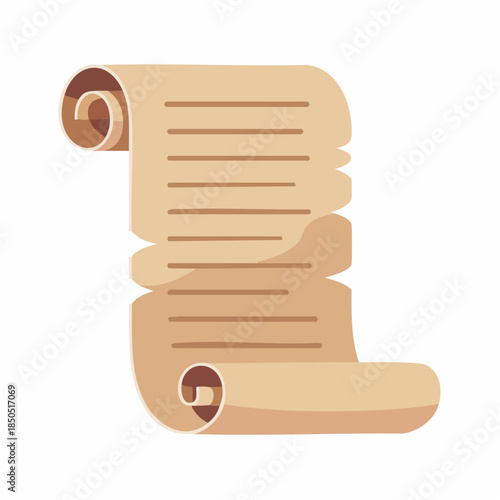 Ancient Scroll Document Illustration. Old Paper with Text Lines.