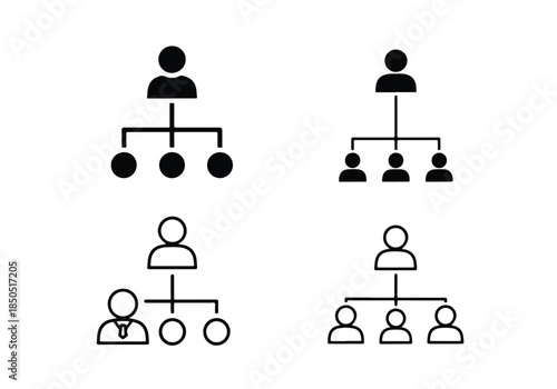 Organizational hierarchy icons\Solid icons vector collection - Vector icon set - Line and glyph solid icon set - Icon vector - Flat Design Icon - Blue icon set 