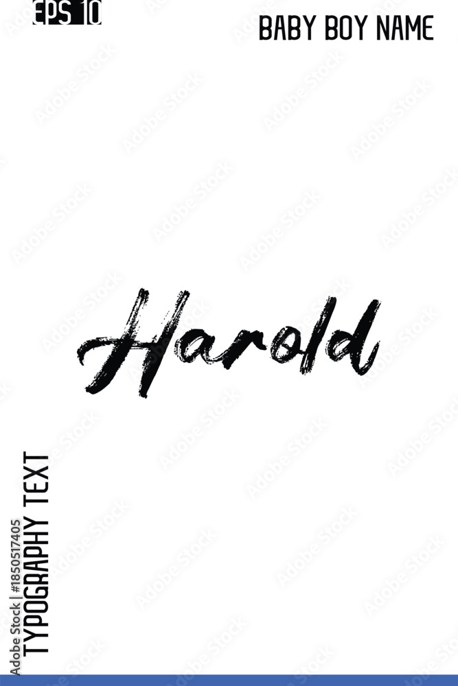 Fototapeta premium Harold -Trendy Baby Boy Names Vector Hand Drawn Brush Grunge Calligraphy Lettering