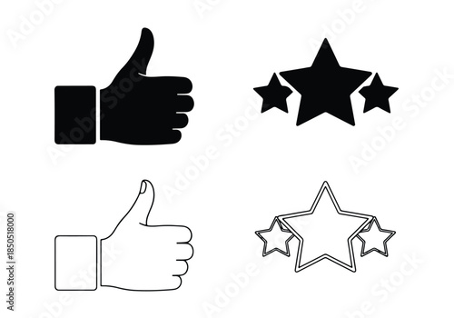 Vector icon set - likes and stars\Solid icons vector collection - Vector icon set - Line and glyph solid icon set - Icon vector - Flat Design Icon - Blue icon set 