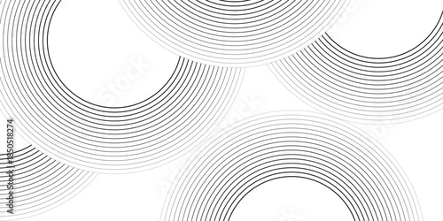 White geometric abstract background overlap layer on bright space with lines effect decoration. Modern graphic design element circles style concept for banner,