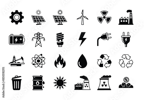 Renewable energy and sustainability icon set\Solid icons vector collection - Vector icon set - Line and glyph solid icon set - Icon vector - Flat Design Icon - Blue icon set 