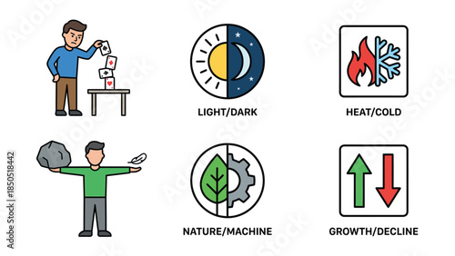 Handsome young man enjoying outdoor activities with nature and growth symbols