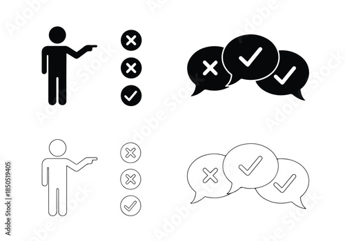 Feedback and decision icons\Solid icons vector collection - Vector icon set - Line and glyph solid icon set - Icon vector - Flat Design Icon - Blue icon set 