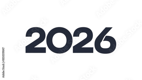 Large black 2026 number on white background for design, year concept