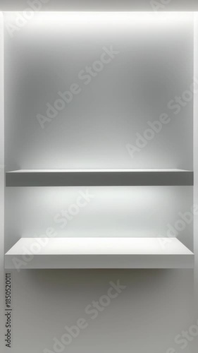 Wallpaper Mural Vertical Shot. Minimalist Empty Shelves in White Room Torontodigital.ca