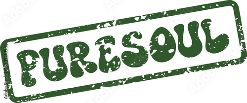 Grungy puresoul word stamp representing spiritual essence and inner purity