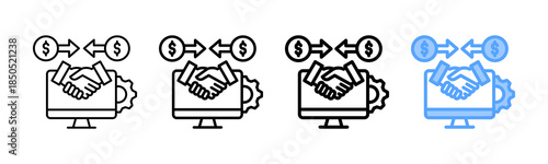 Trade System Icon Different Style Outline Collection Set 