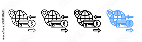 International Transaction Icon Different Style Outline Collection Set 