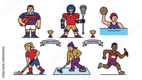 Diverse Athletes Engaged in Winter Ice Sports and Fitness Activities