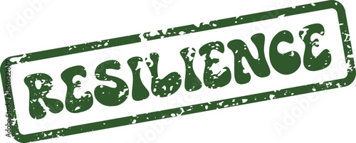 Resilience green rubber stamp effect on a white surface illustration conveying determination and strength