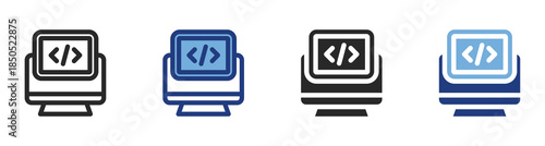 Coding Languages Icon Set With Multiple Styles Vector Illustration