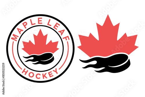 maple leaf hokey logo design vector art