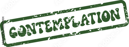 Contemplation Word Embossed on a Grungy Green Rubber Stamp Representing Deep Thought