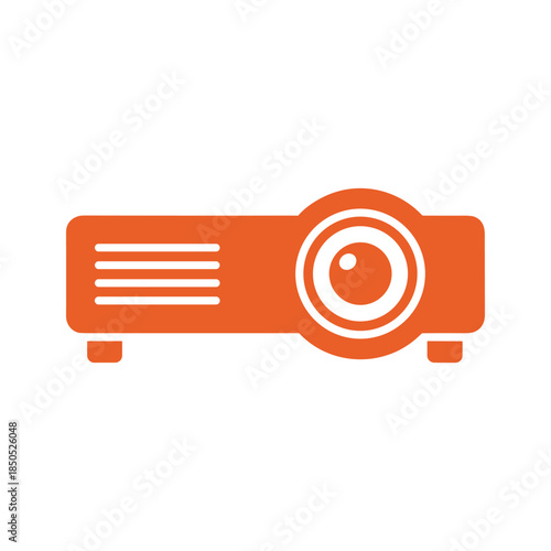 Modern projector icon with lens and controls