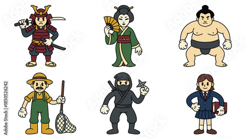 Diverse Traditional Japanese and Warrior Costumes Colorful Cultural Dress Collection