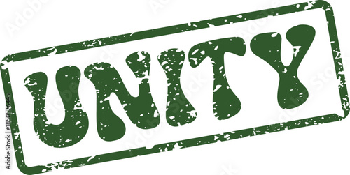 Vibrant grunge rubber stamp displaying the powerful word UNITY representing togetherness