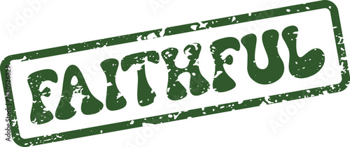 Authentic Faithful Word Mark Presented in a Green Distressed Rubber Stamp Style