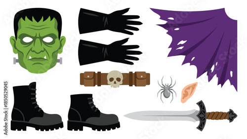 Frankenstein Monster Costume Kit Horror Halloween Party Outfit Elements for Spooky Fun