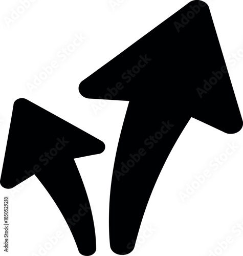 Two black arrows pointing upwards on a white background