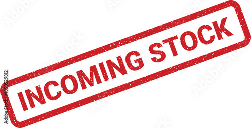 Red grunge rubber stamp mark indicating the successful arrival of new incoming stock inventory