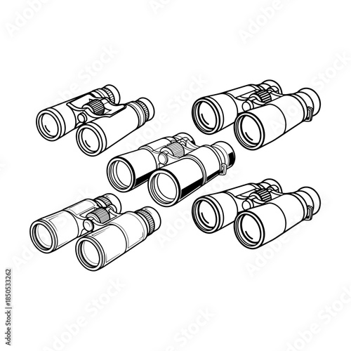 Binoculars Tool for Viewing Distant Objects on Adventure or Military Mission silhouette pack