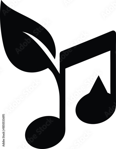 Harmonious musical note combined with a vibrant green leaf symbolizing eco friendly music