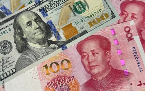 one hundred Chinese yuan bills patter