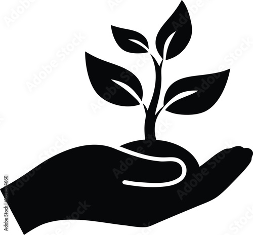 Human Hand Gently Holding a Growing Plant Sprout Representing Care and Environmental Nurturing