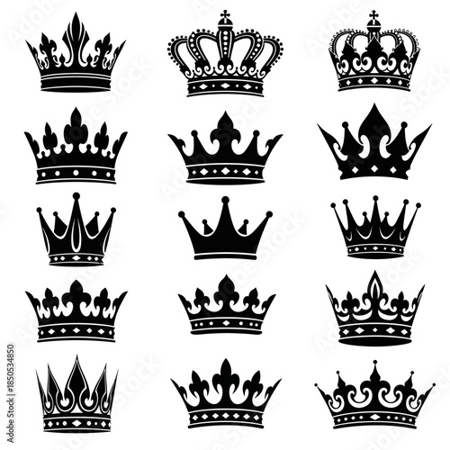 Collection of Regal Crowns A Symbol of Power and Authority.