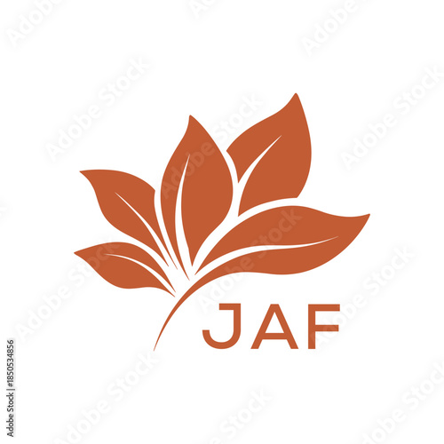 Modern Abstract Botanical Logo with Leaf Motif and Letter mark "JAF " JAF  Later Logo, 
