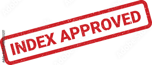 Red rectangular grunge effect rubber stamp with INDEX APPROVED text for official validation
