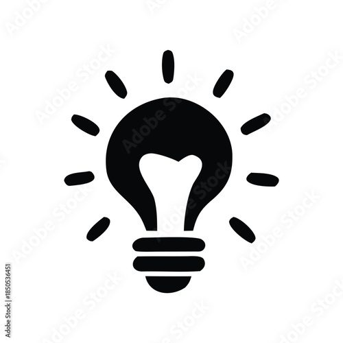 Illuminated light bulb icon representing a brilliant idea, creative inspiration, innovation, problem-solving, and the spark of new knowledge, perfect for showcasing intellectual breakthroughs