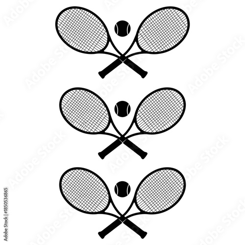 Tennis Rackets and Balls Pattern Sports Equipment Illustration.