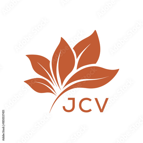  Modern Abstract Botanical Logo with Leaf Motif and Letter mark "JCV " JCV  Later Logo, 

