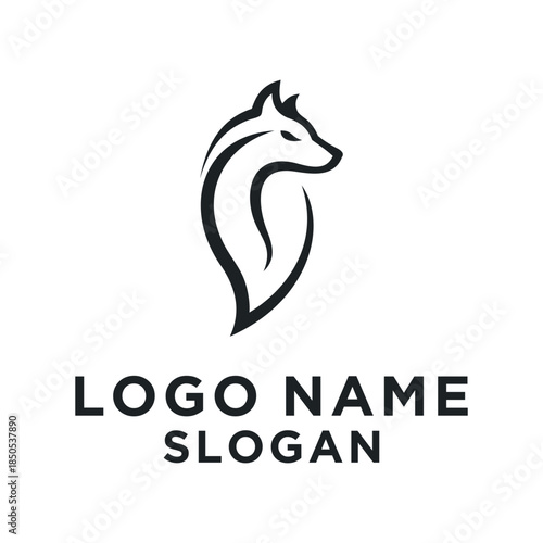 black fox head vector logo leaf concept