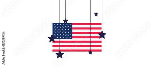 American flag with stars on black background patriotic