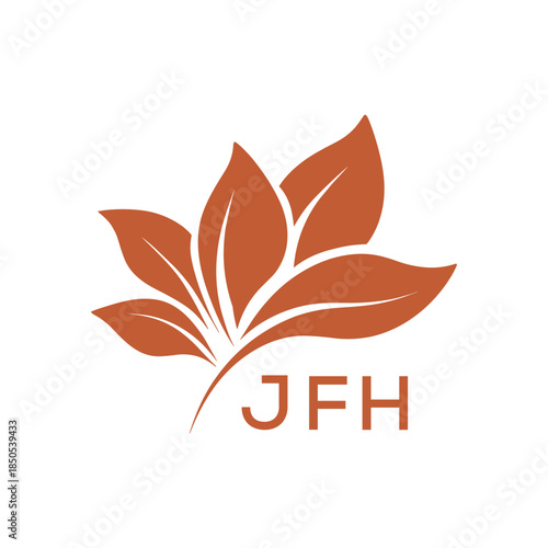  Modern Abstract Botanical Logo with Leaf Motif and Letter mark "JFH " JFH  Later Logo, 

