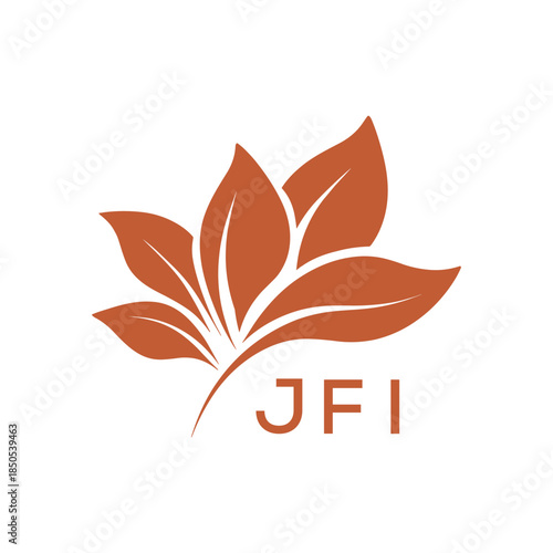  Modern Abstract Botanical Logo with Leaf Motif and Letter mark "JFI " JFI  Later Logo, 
