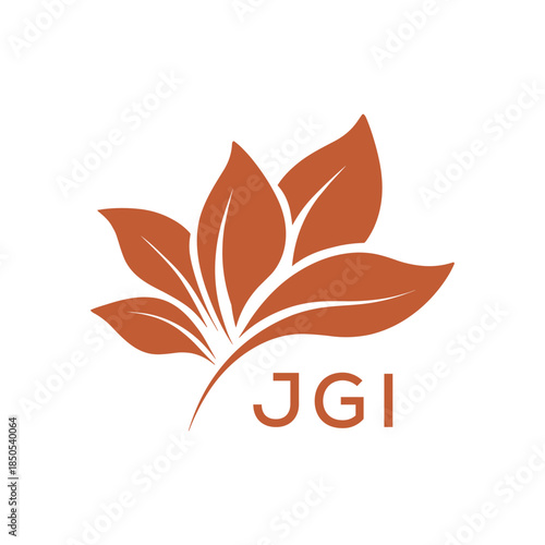  Modern Abstract Botanical Logo with Leaf Motif and Letter mark "JGI " JGI  Later Logo, 
