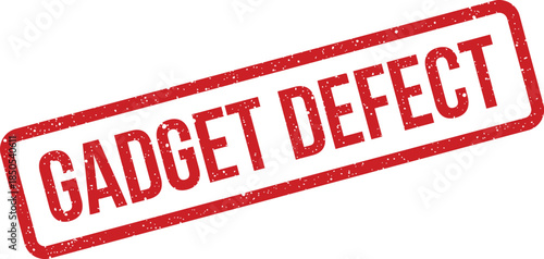 Red rectangular rubber stamp impression displaying the bold message GADGET DEFECT indicating a product malfunction