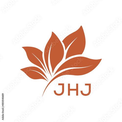  Modern Abstract Botanical Logo with Leaf Motif and Letter mark "JHJ " JHJ  Later Logo, 
