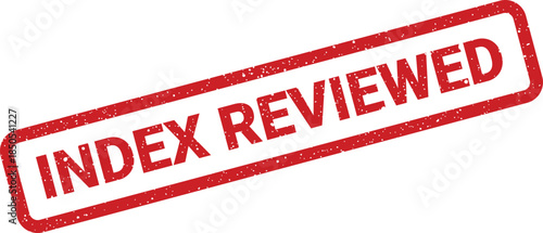 Red rectangular stamp displaying a grunge effect for index reviewed status in official document processing