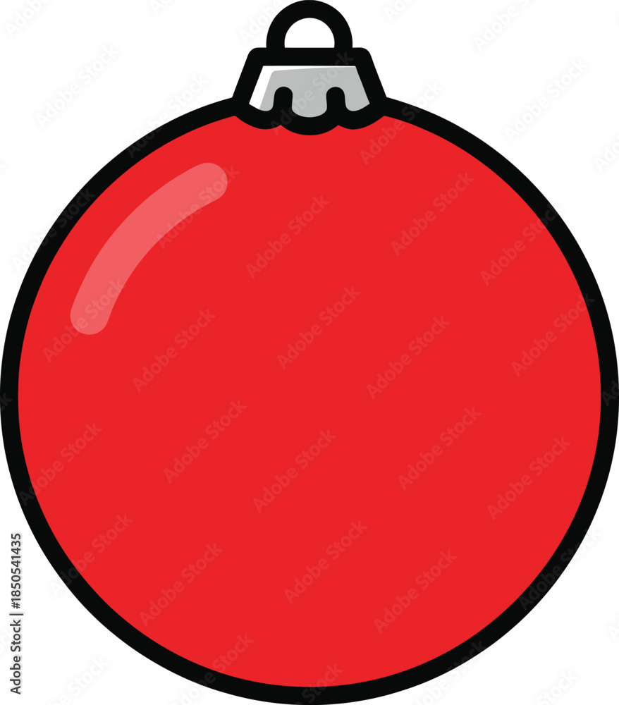 Obraz premium Red Christmas ornament simple flat vector illustration for holiday decoration isolated on white bac